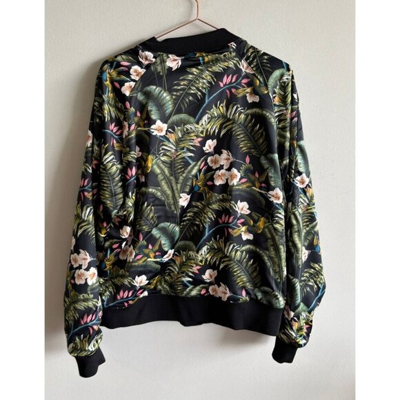 H&M Mens Reversible Bomber Jacket Floral Colorful Ribbed Cuffs Full Zip Sz XL - Picture 3 of 9